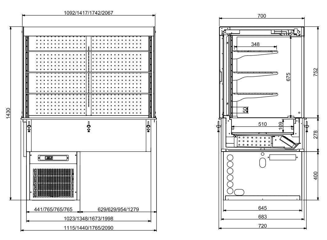 CombiSteel DROP-IN CUBIC REFRIGERATED DISPLAY WALL MODEL - ROLL-UP 4/1