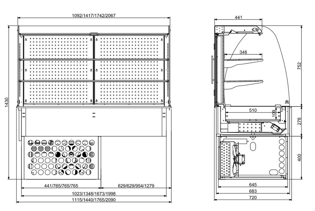 CombiSteel DROP-IN CURVED REFRIGERATED DISPLAY - CLOSED 4/1