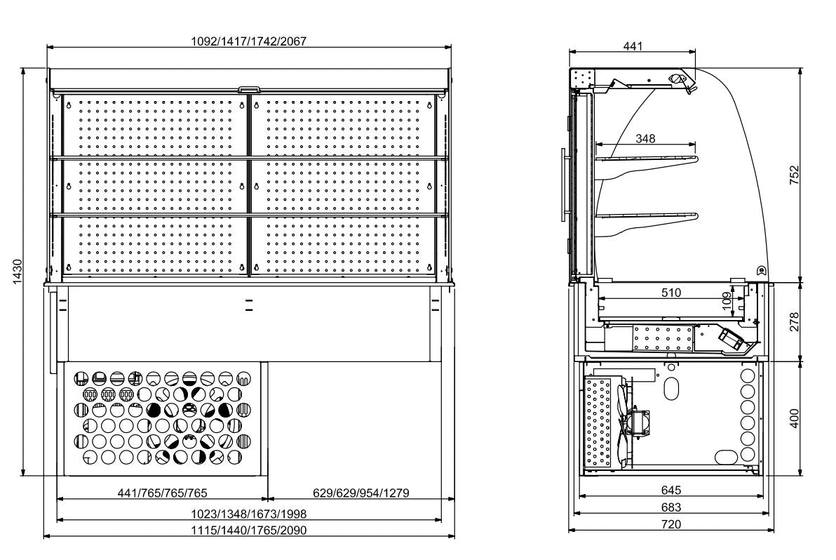 CombiSteel DROP-IN CURVED REFRIGERATED DISPLAY - CLOSED 4/1
