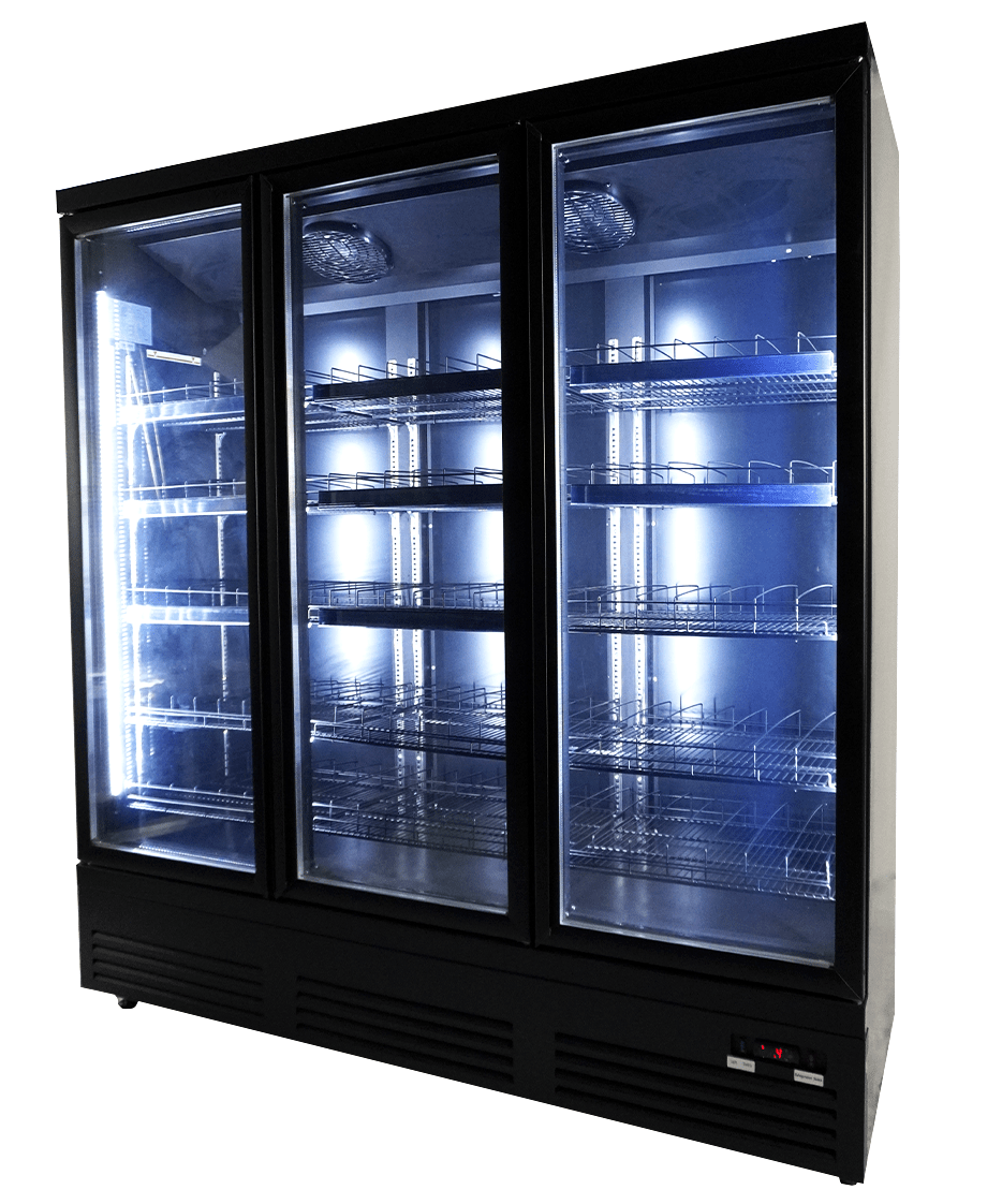 CombiSteel REFRIGERATOR 3 GLASS DOORS BLACK CEB-1600R BL