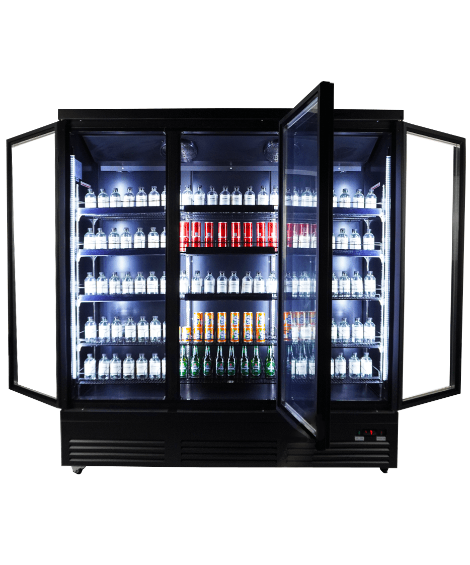 CombiSteel REFRIGERATOR 3 GLASS DOORS BLACK CEB-1600R BL