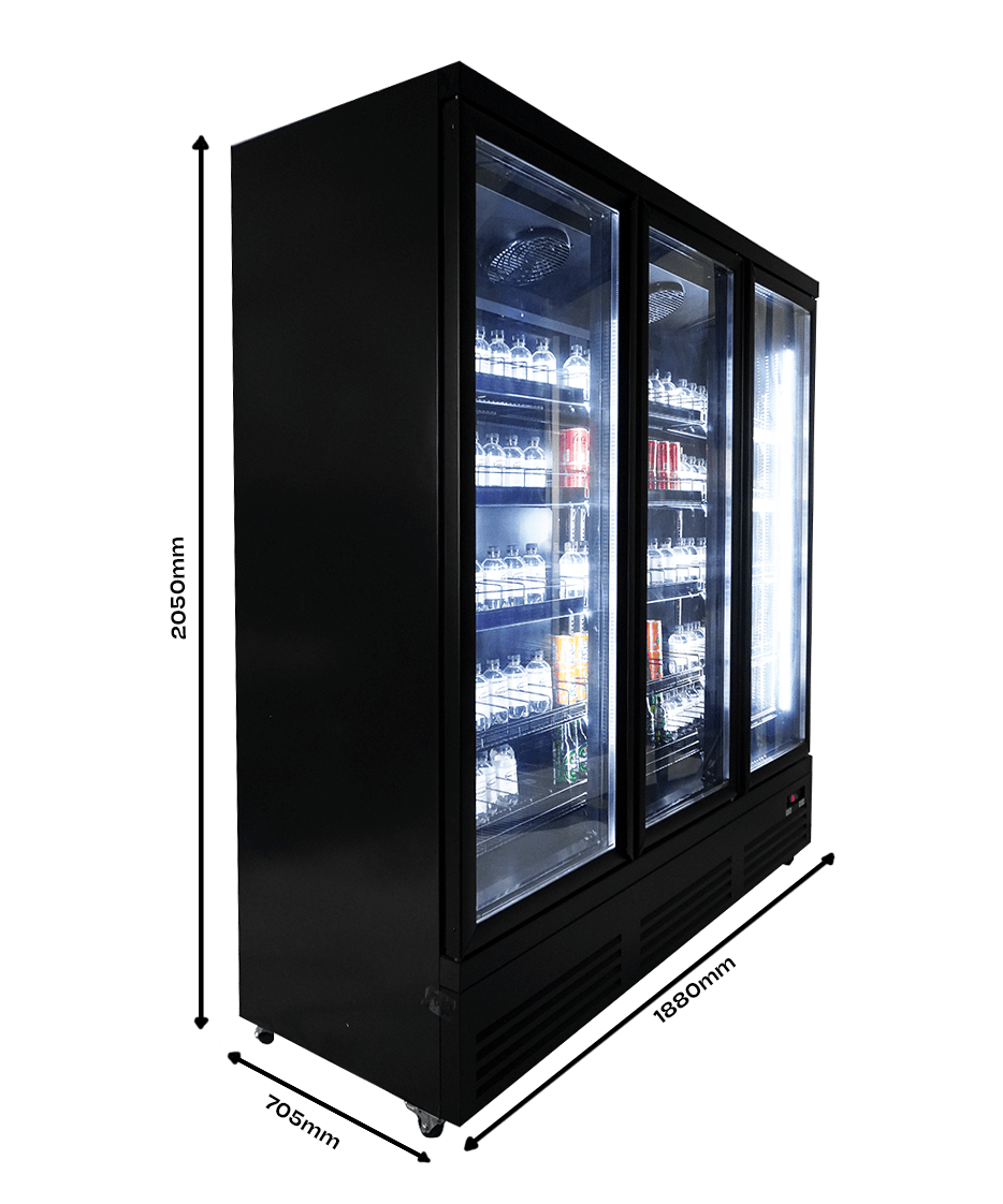 CombiSteel REFRIGERATOR 3 GLASS DOORS BLACK CEB-1600R BL