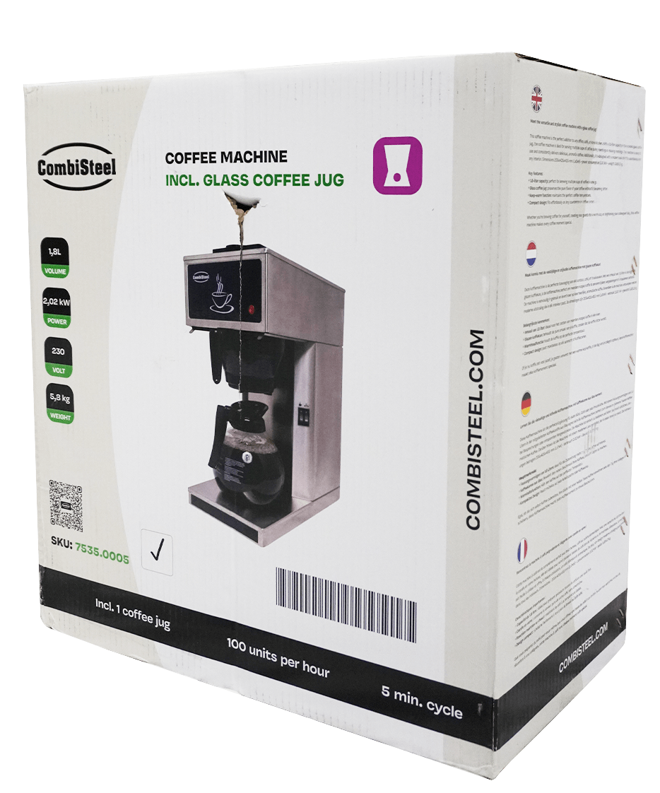 CombiSteel COFFEE MACHINE INCL. 1 GLASS COFFEE JUG 1.8L