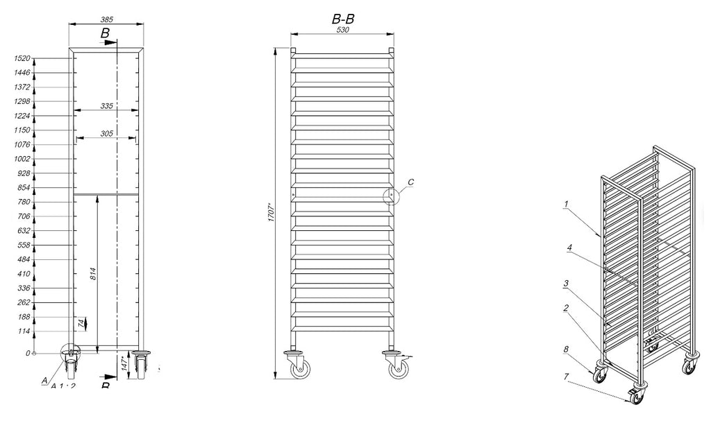 CombiSteel CLEARING TROLLEYS 1/1GN 20X