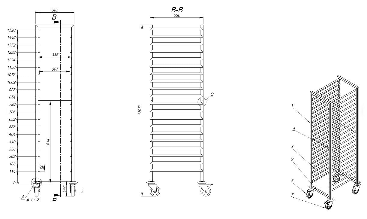 CombiSteel CLEARING TROLLEYS 1/1GN 20X