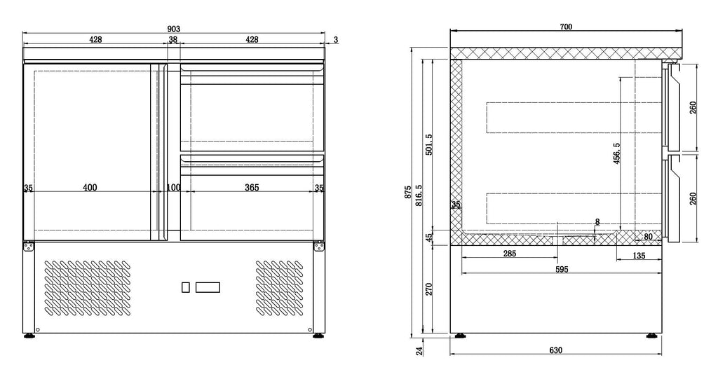 CombiSteel REFRIGERATED COUNTER 1 DOOR/2 DRAWERS