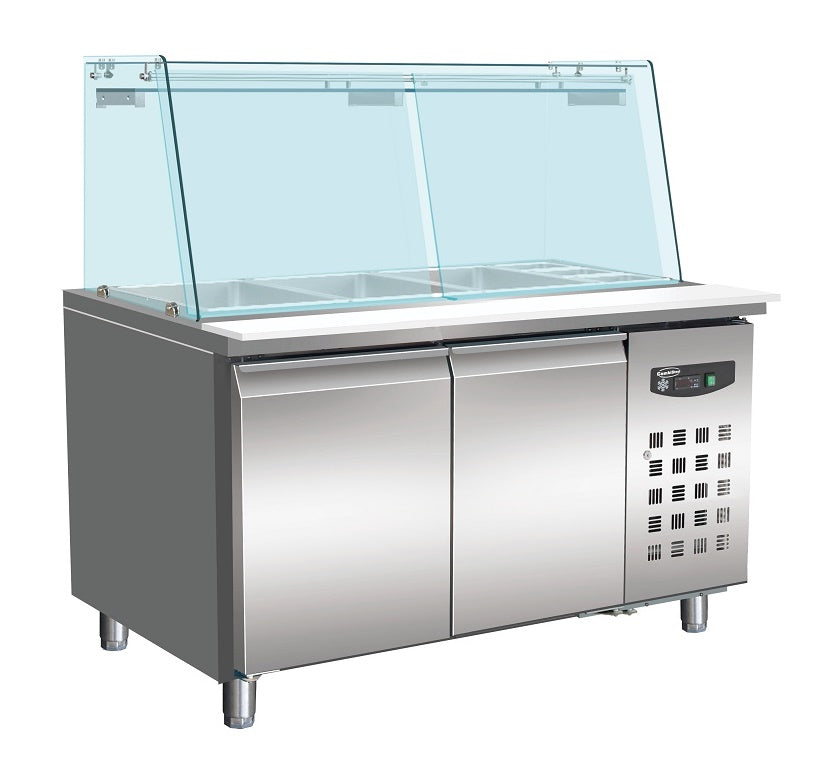 CombiSteel REFRIGERATED BAKERY COUNTER WITH GLASS COVER 2 DOORS  4x 1/1 GN CONTAINER