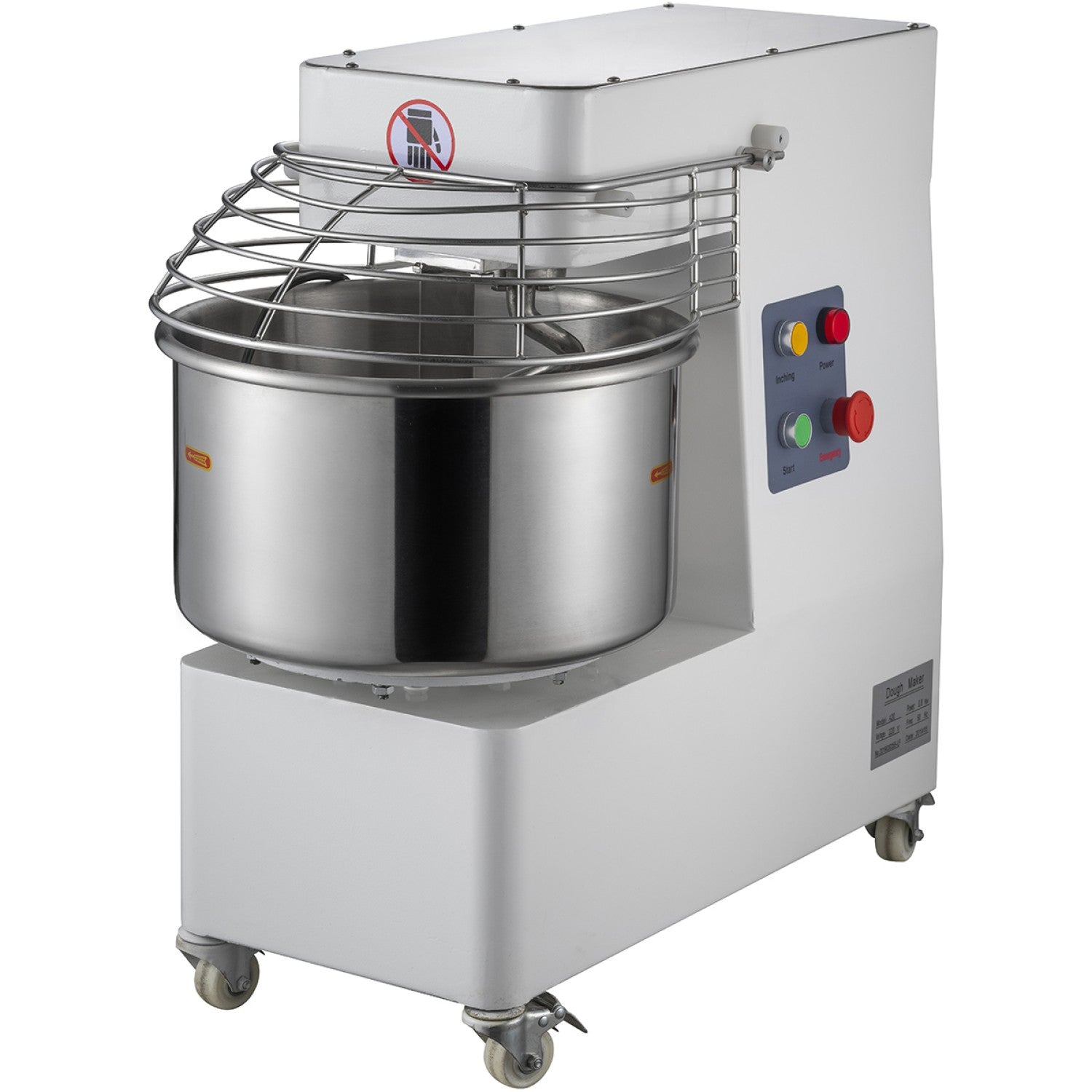 Professional Spiral Dough Mixer 40 litres Liftable head Fixed bowl 1 speed 230V/1 phase QJHA40B