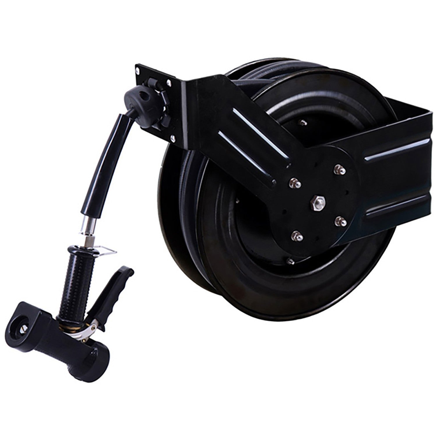 20M Epoxy-Coated Steel Hose Reel Swing Bracket Automatic Rewind Black B71100120M