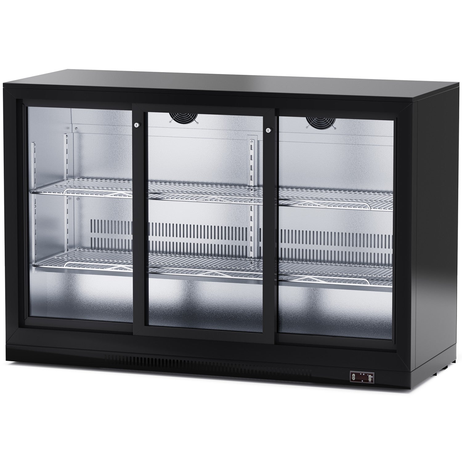 Back bar cooler 3 sliding doors 300 litres Black BC03PS