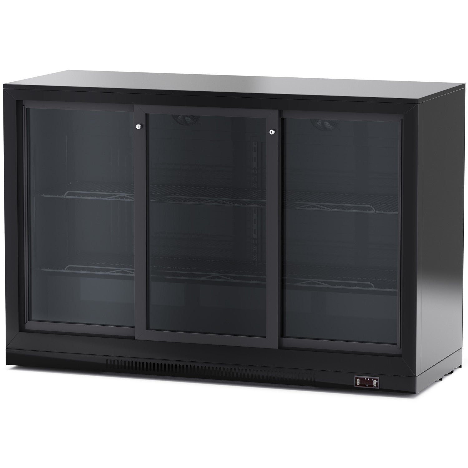 Back bar cooler 3 sliding doors 300 litres Black BLBC03PS