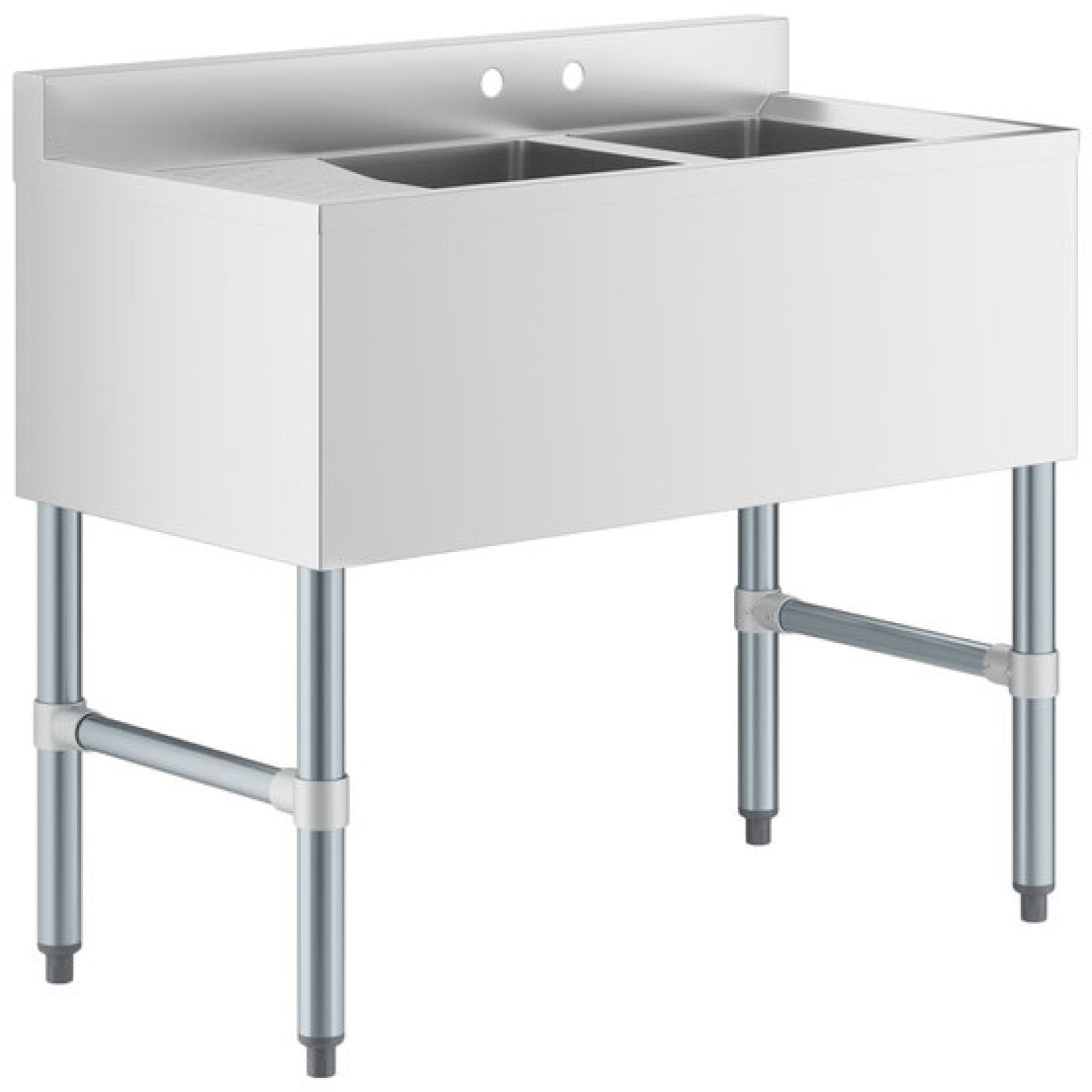 Commercial Sink Stainless steel 2 Bowl Left side Drain board BS2T36L