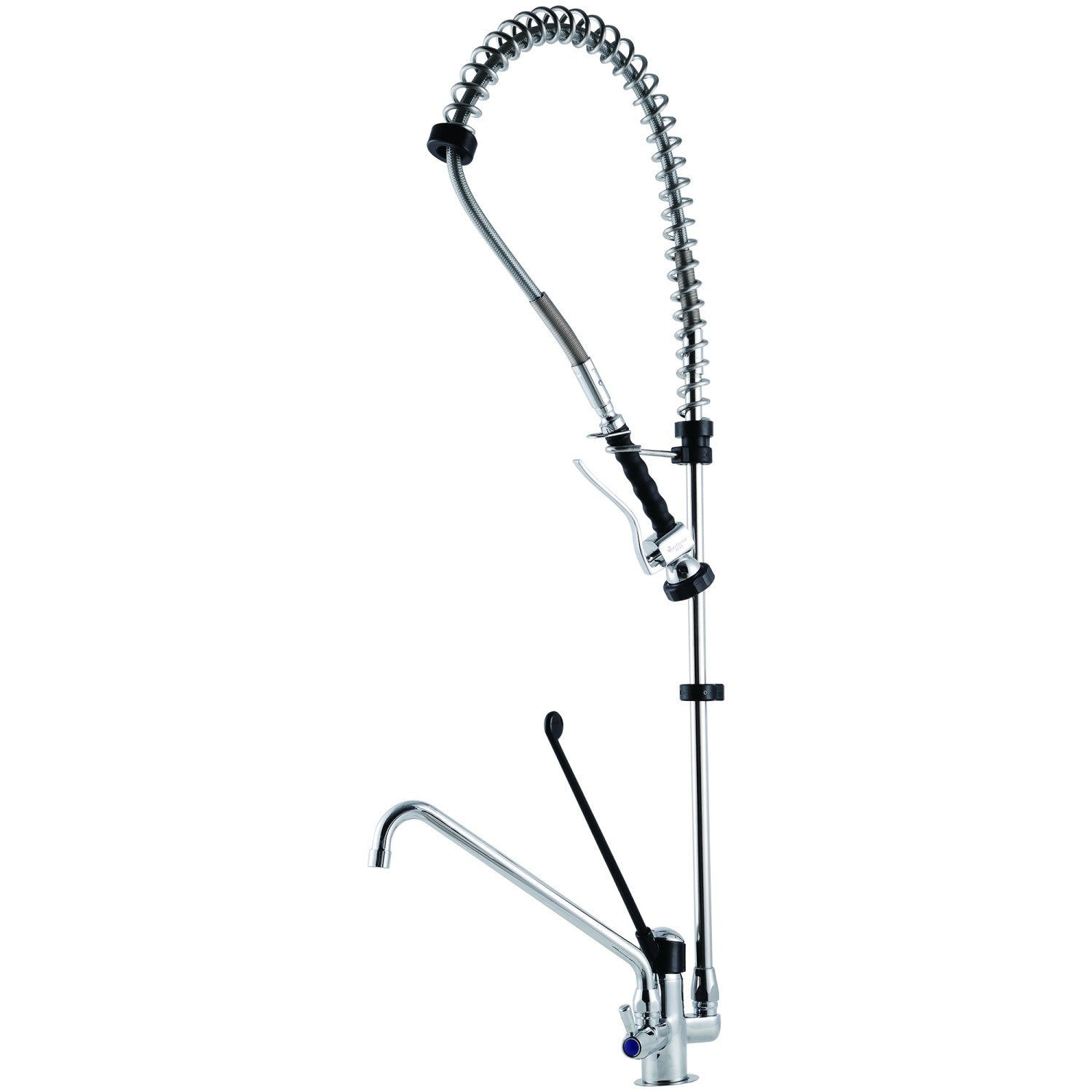Commercial Deck-Mounted Pre-Rinse Spray Unit with Add-On Faucet &amp; 6" Wall Bracket Chrome BXF212