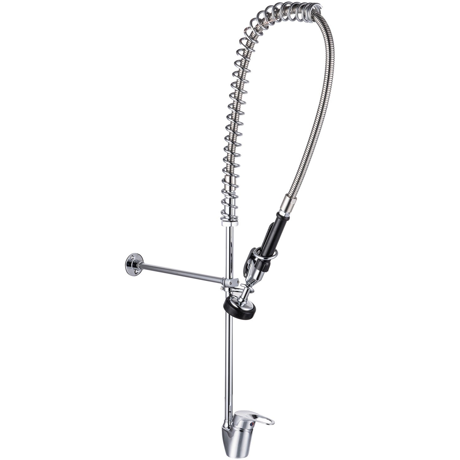 Commercial Deck-Mounted Pre-Rinse Spray Unit with Wall Bracket Chrome BXF218