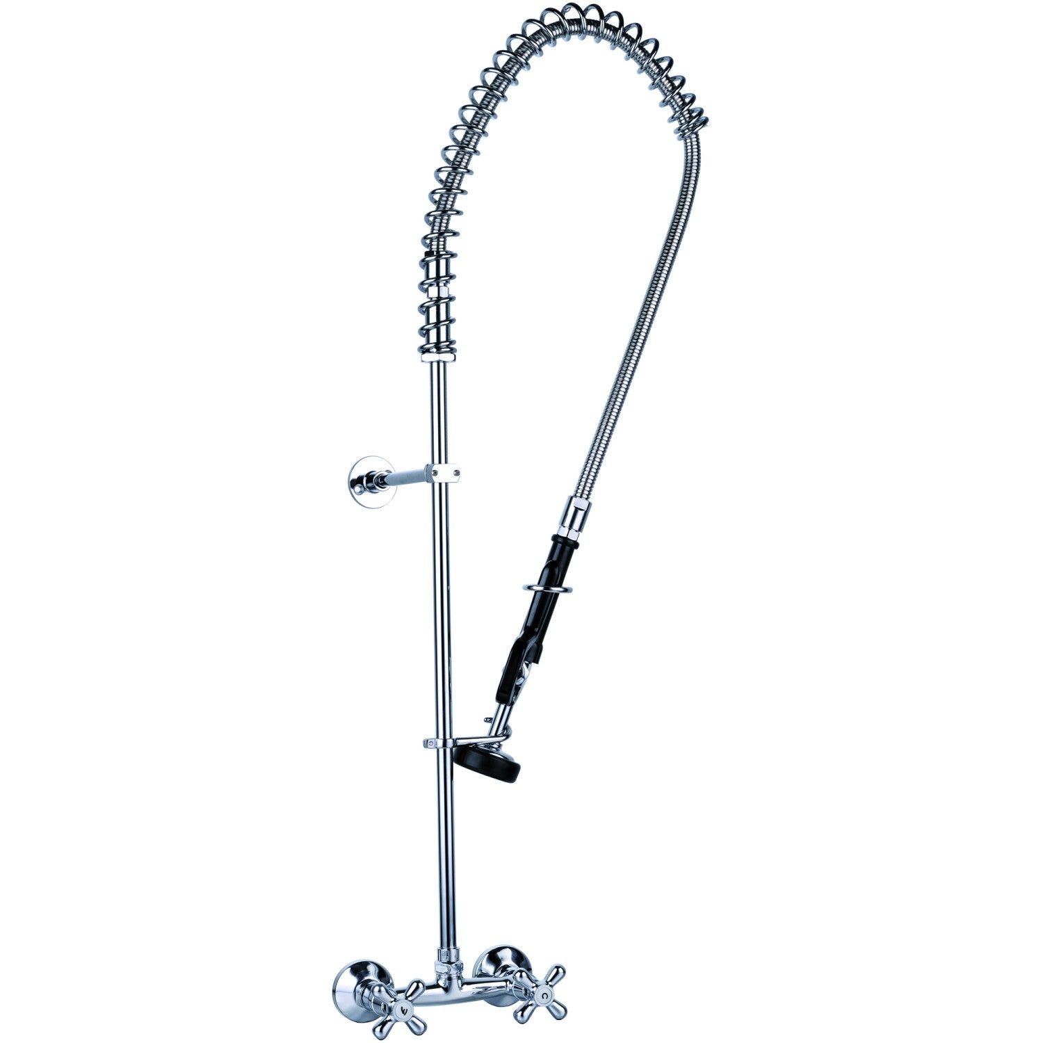 Commercial Deck-Mounted Pre-Rinse Spray Unit with Wall Bracket Chrome BXF222