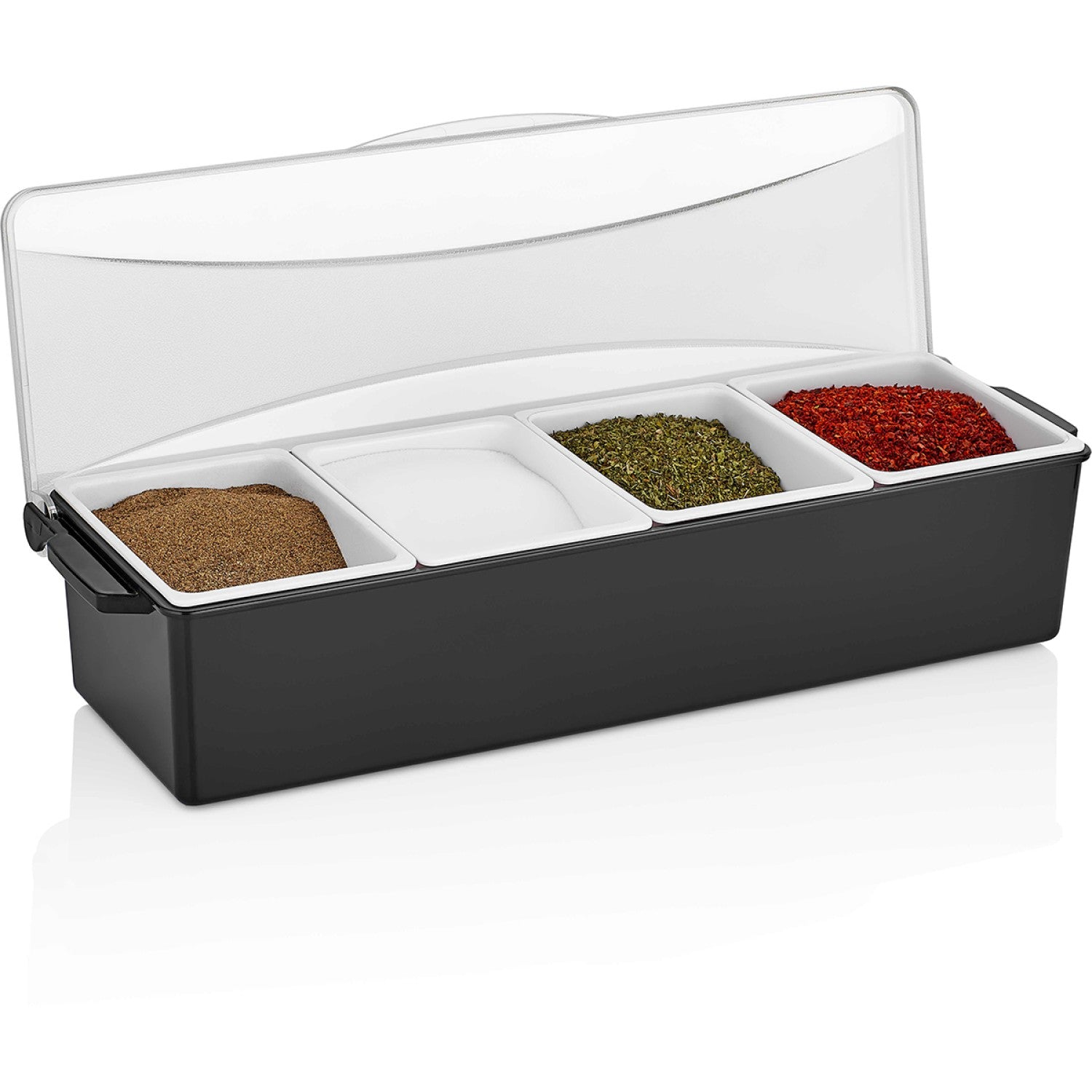 Garnish Tray / Condiment Dispenser with Lid 4 compartments CHA003