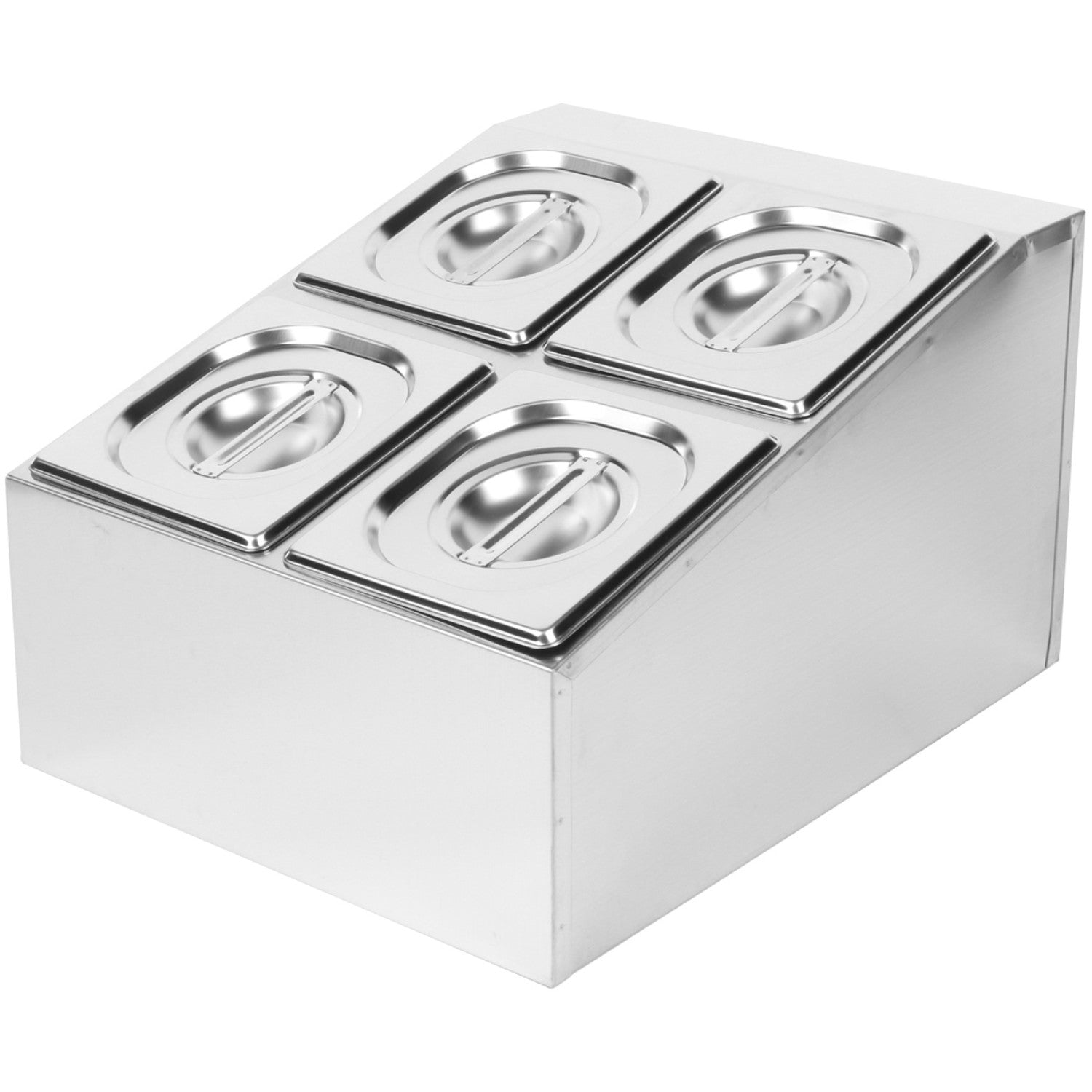 Commercial Condiment Holder including 4xGN1/6-100mm pans &amp; lids CHD04B