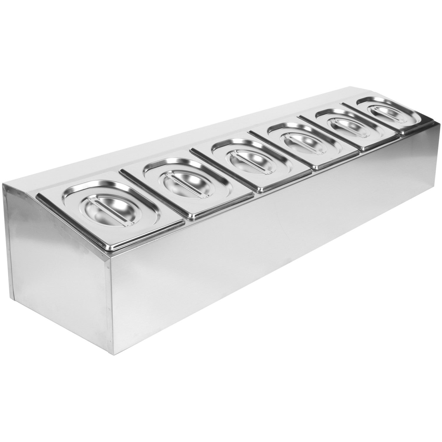 Commercial Condiment Holder including 6xGN1/6-100mm pans &amp; Lids CHD06A