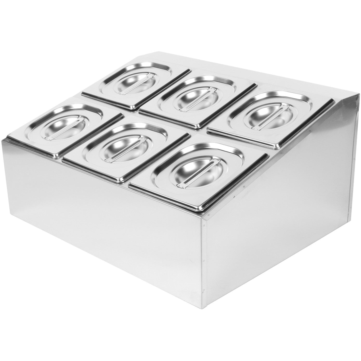 Commercial Condiment Holder including 6xGN1/6-100mm pans &amp; lids CHD06B