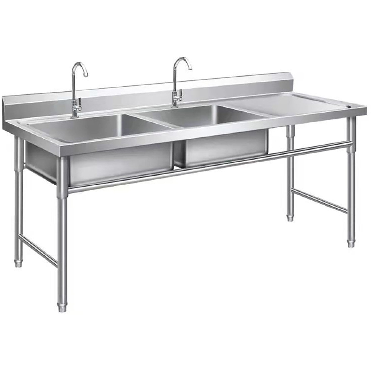 Commercial Double Sink Stainless steel 1400x600x900mm 2 bowl left Splashback DBS14060LEFT