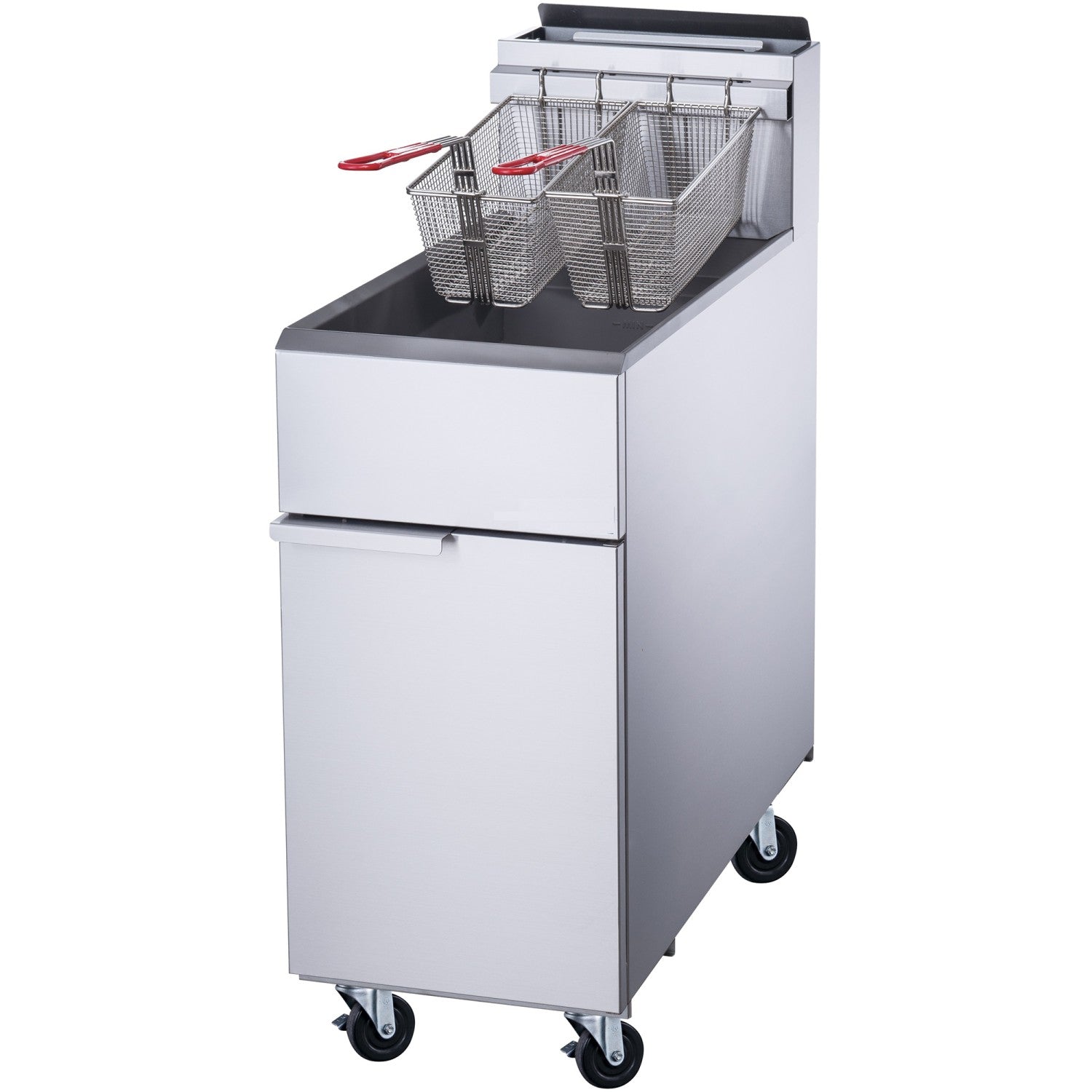 Twin Basket Professional Free standing Gas Fryer Single tank 22 litres 21kW