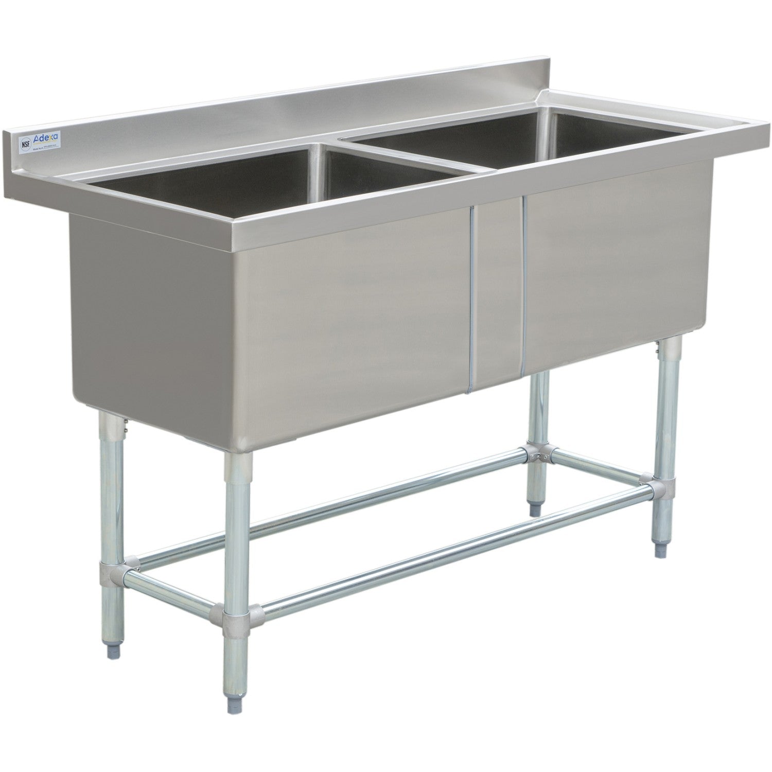 Commercial Double Pot Wash Sink Stainless steel 2 bowls Splashback 1410x600x900mm DPSD600X1410