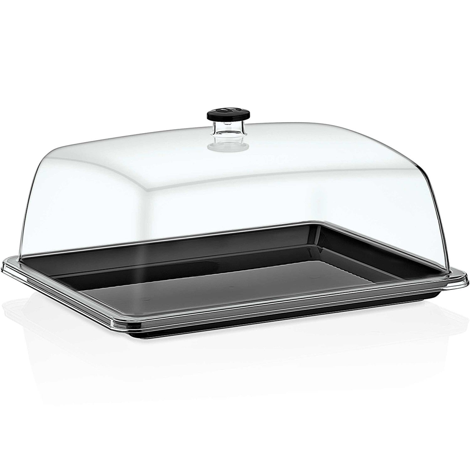 Polycarbonate Gastronorm Tray with Dome Cover GN1/2 Depth 20mm Black GF12-GFT12B