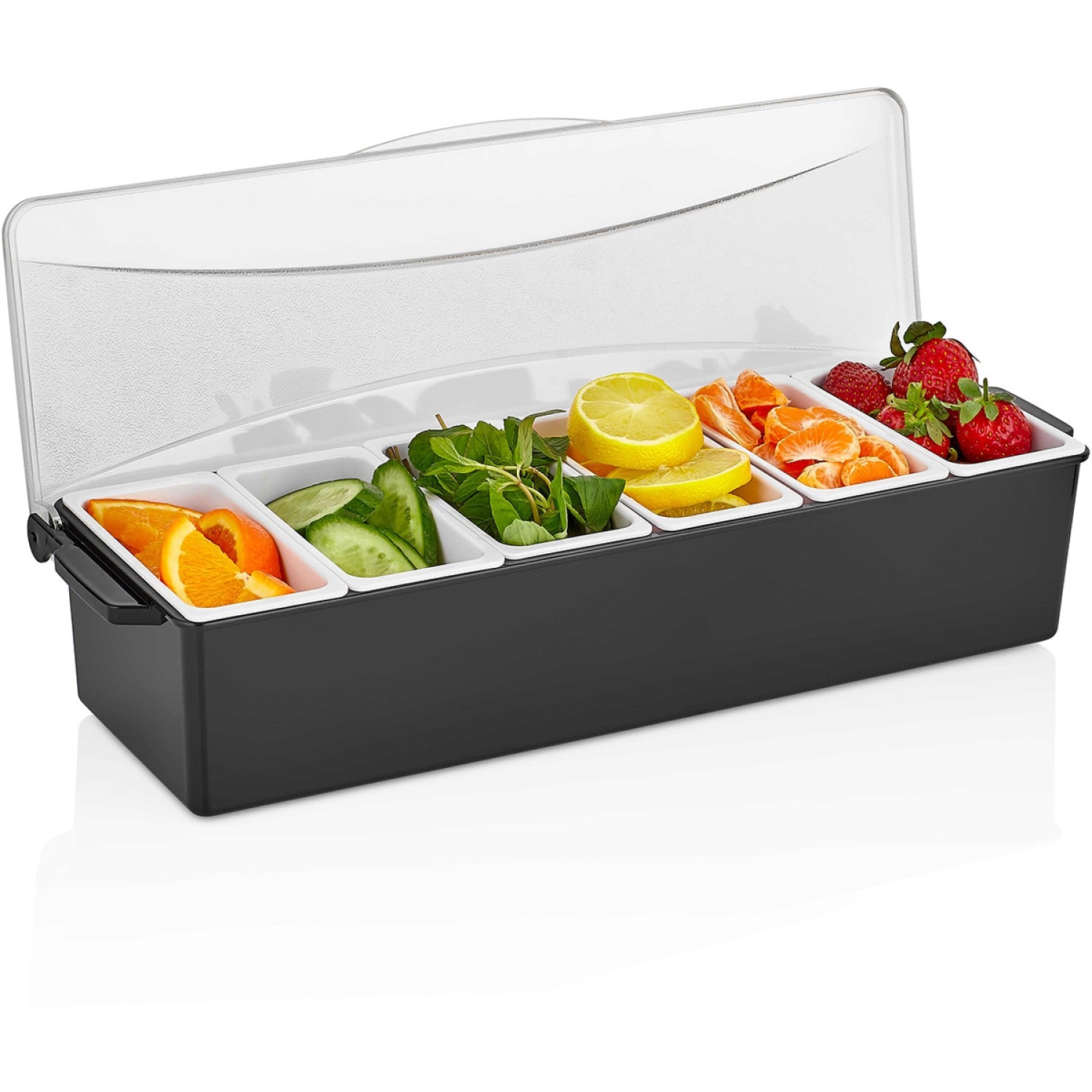 Garnish Tray / Condiment Dispenser with Lid 6 compartments CHA001