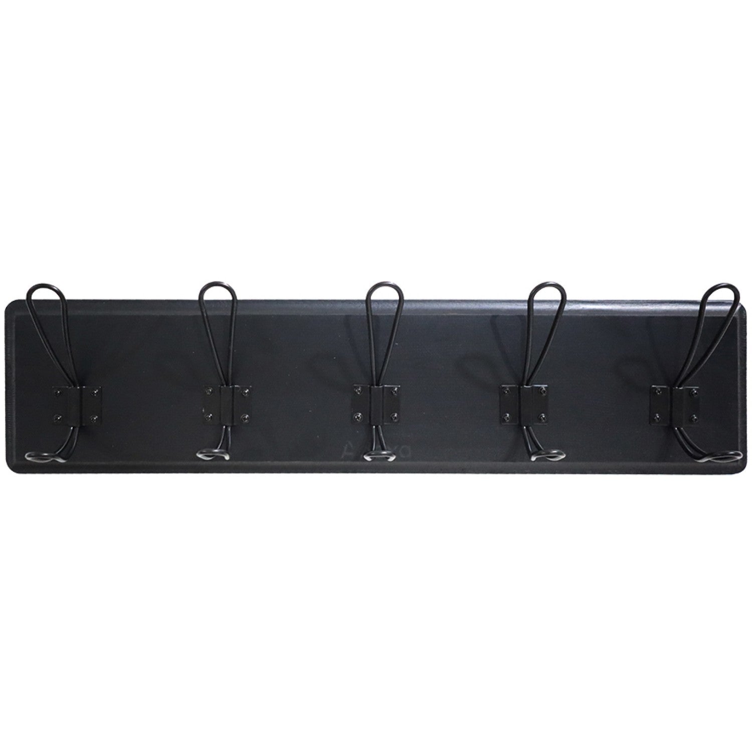 Rustic Wall Mounted 24" (610mm) Coat Rack with 5 Rustic Hooks Solid Pine Wood Black GWA316