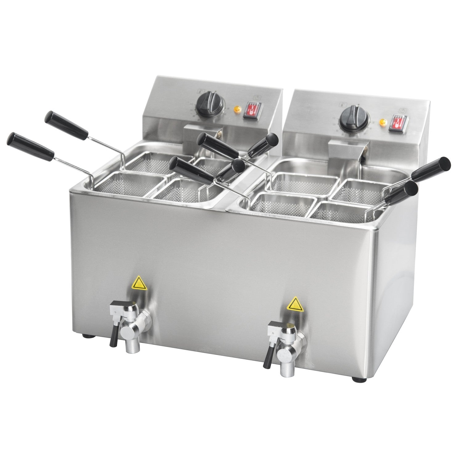 Commercial Electric 16L Double-Tank Table-Top Pasta Boiler with 8 Baskets and 2 Drain Taps 748×475×455mm HP88CT