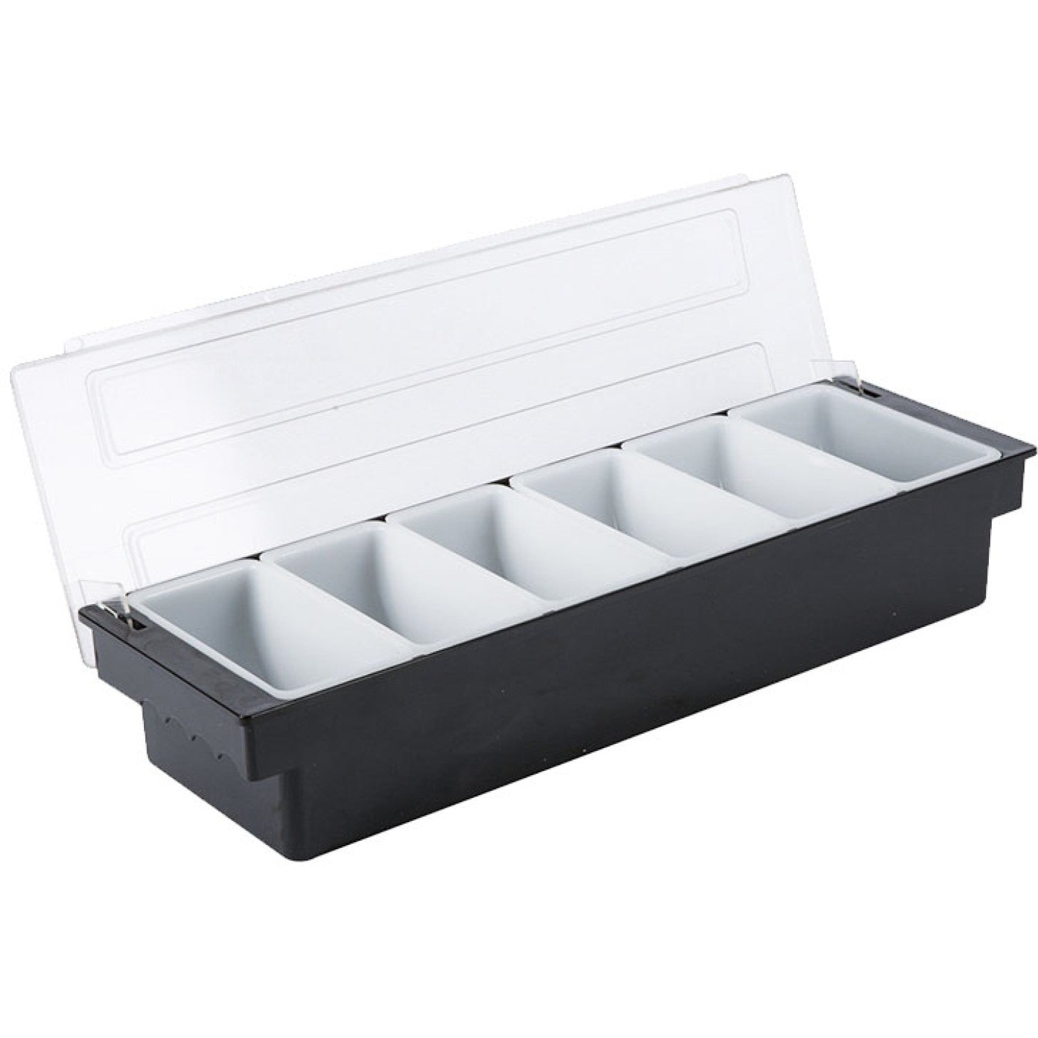 Garnish Tray / Condiment Dispenser with Lid 6 Compartments 500x160x90mm Black &amp; White JGM108