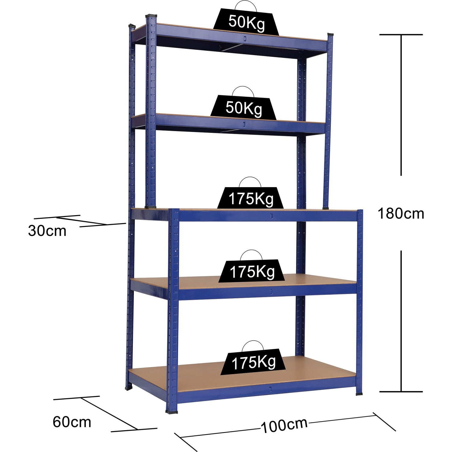 Professional Steel Workbench with 5-Tier Shelf Rack 625kg Max Load 1100x540x1400mm KWT33P