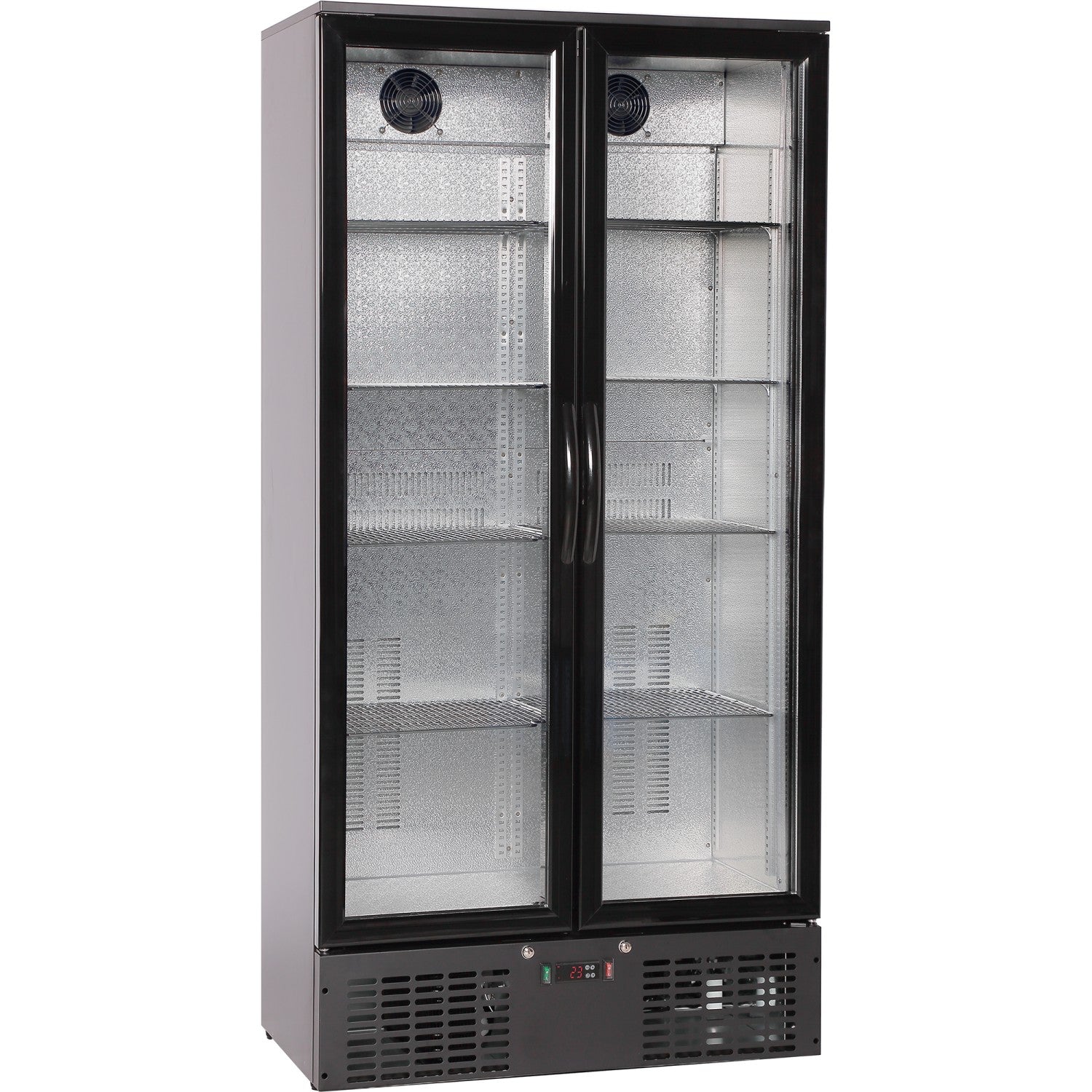 Commercial Bar bottle cooler Upright Twin door 470 litres Black LG510H