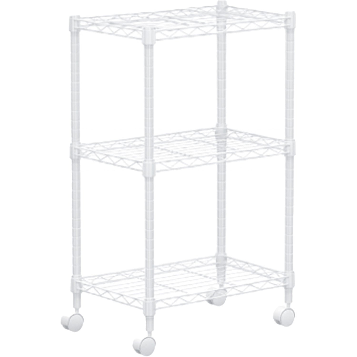 White 3-Tier Utility Trolley Cart with Wire Shelves 450x300x750mm MGA272