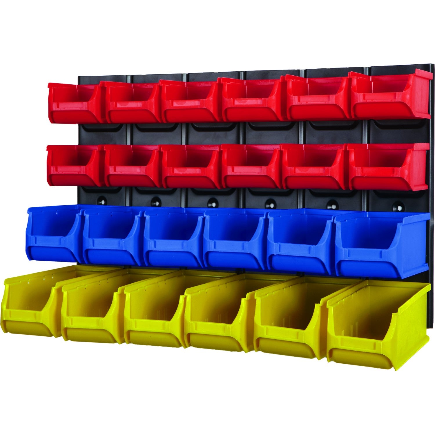 Professional Wall Mounted 4-Tier Bin Rack with 22 Plastic Storage Bins 50kg Capacity 635x340mm MW2401
