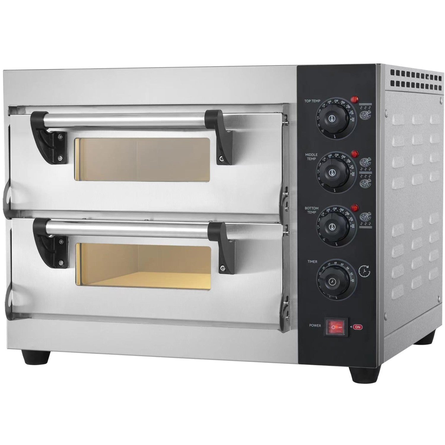 Commercial Pizza Oven Electric 2 chambers 400x400mm 350°C Mechanical controls 5.2kW 230V 600x520x480mm PS442