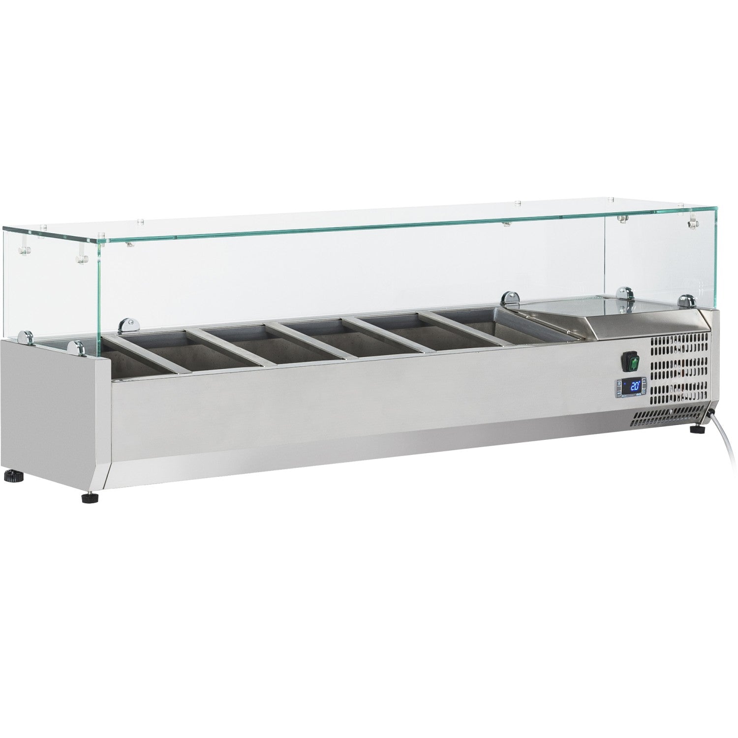 Refrigerated Servery Prep Top 1400mm 6xGN1/3 Depth 380mm Glass top GT514