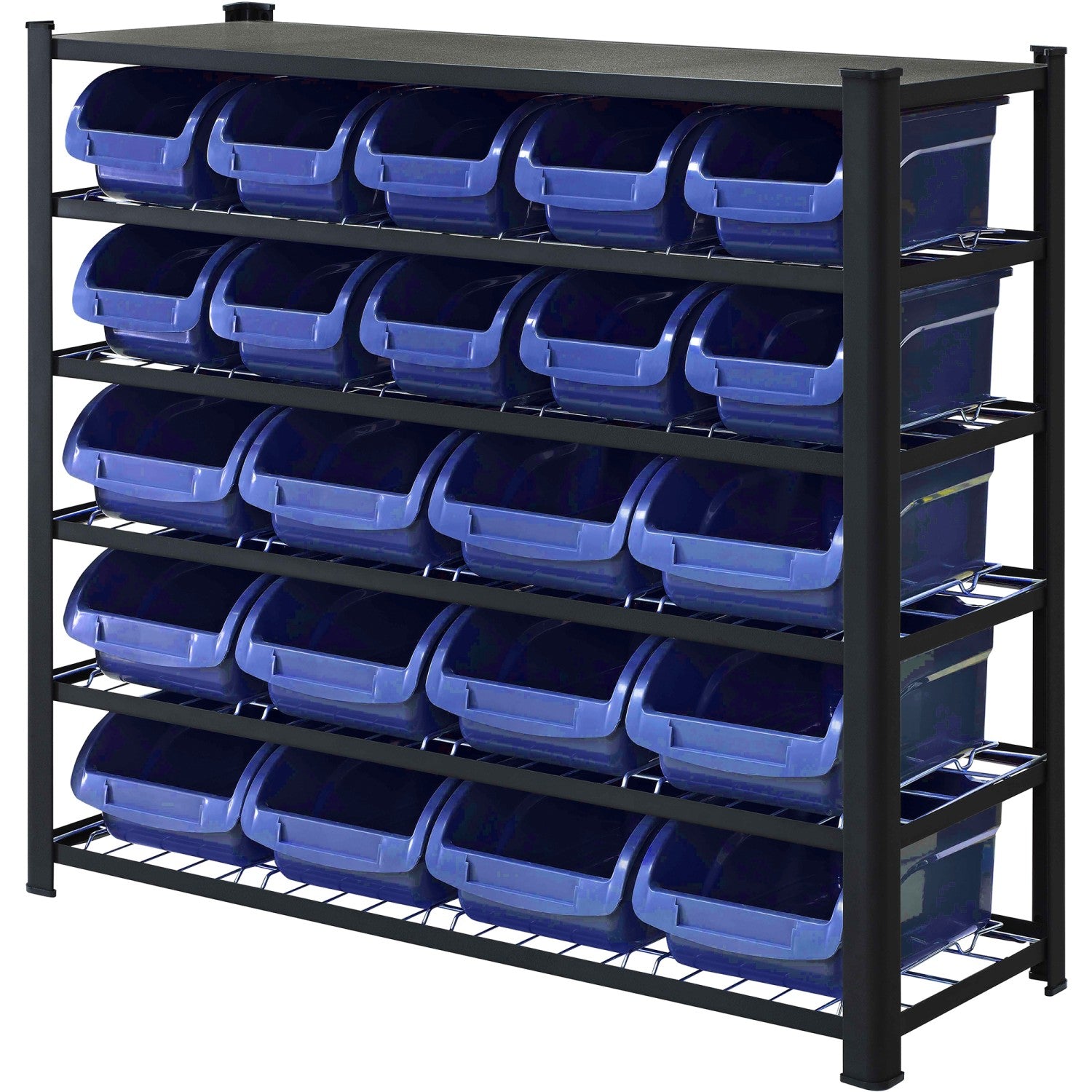 Professional Heavy Duty 5-Tier Bin Rack with 22 Plastic Storage Bins 1120x390x1010mm SBRHD2250