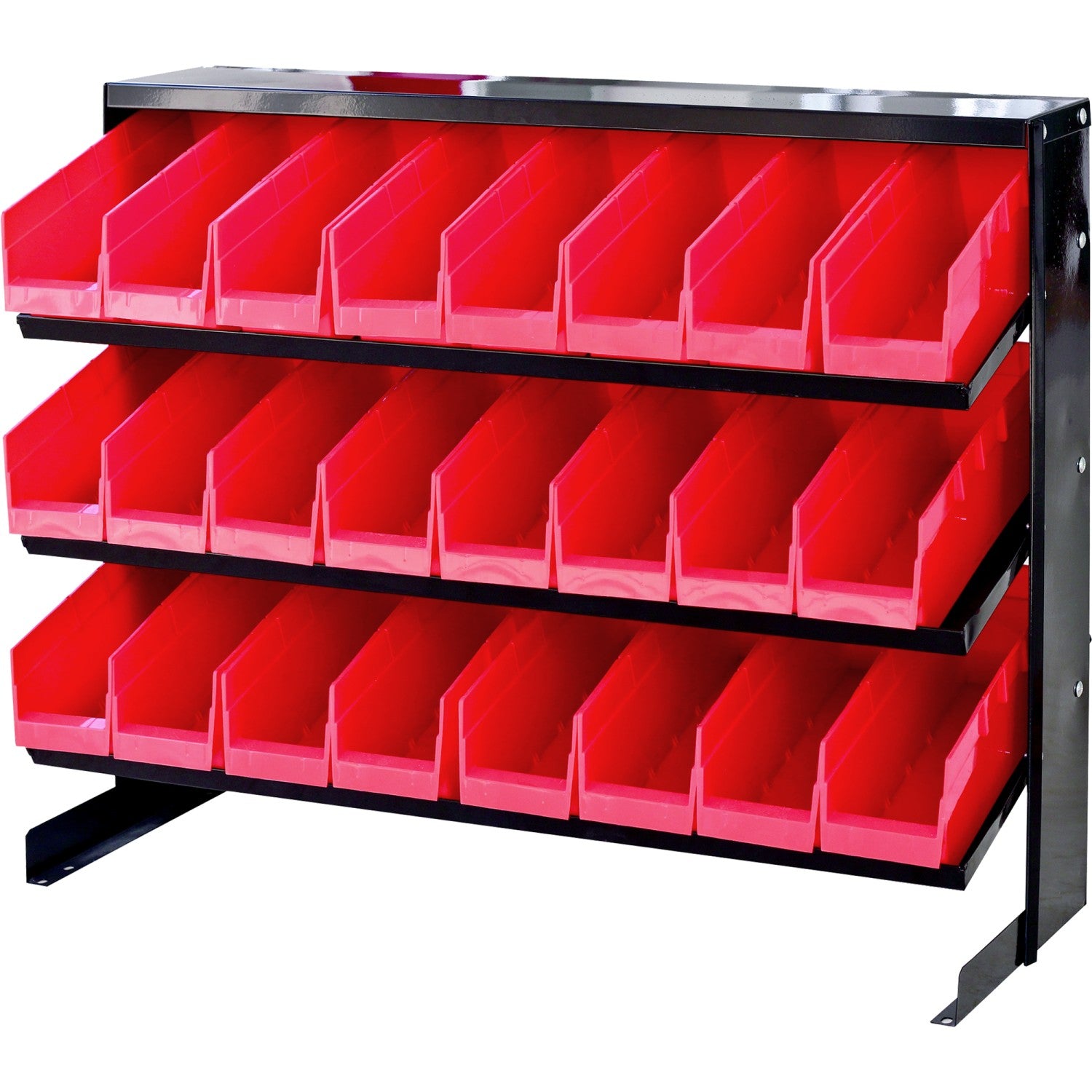 Professional 3 Tier Steel Floor Standing Storage Bin Rack with 24 Removable Bins 60kg Capacity SBRT1124