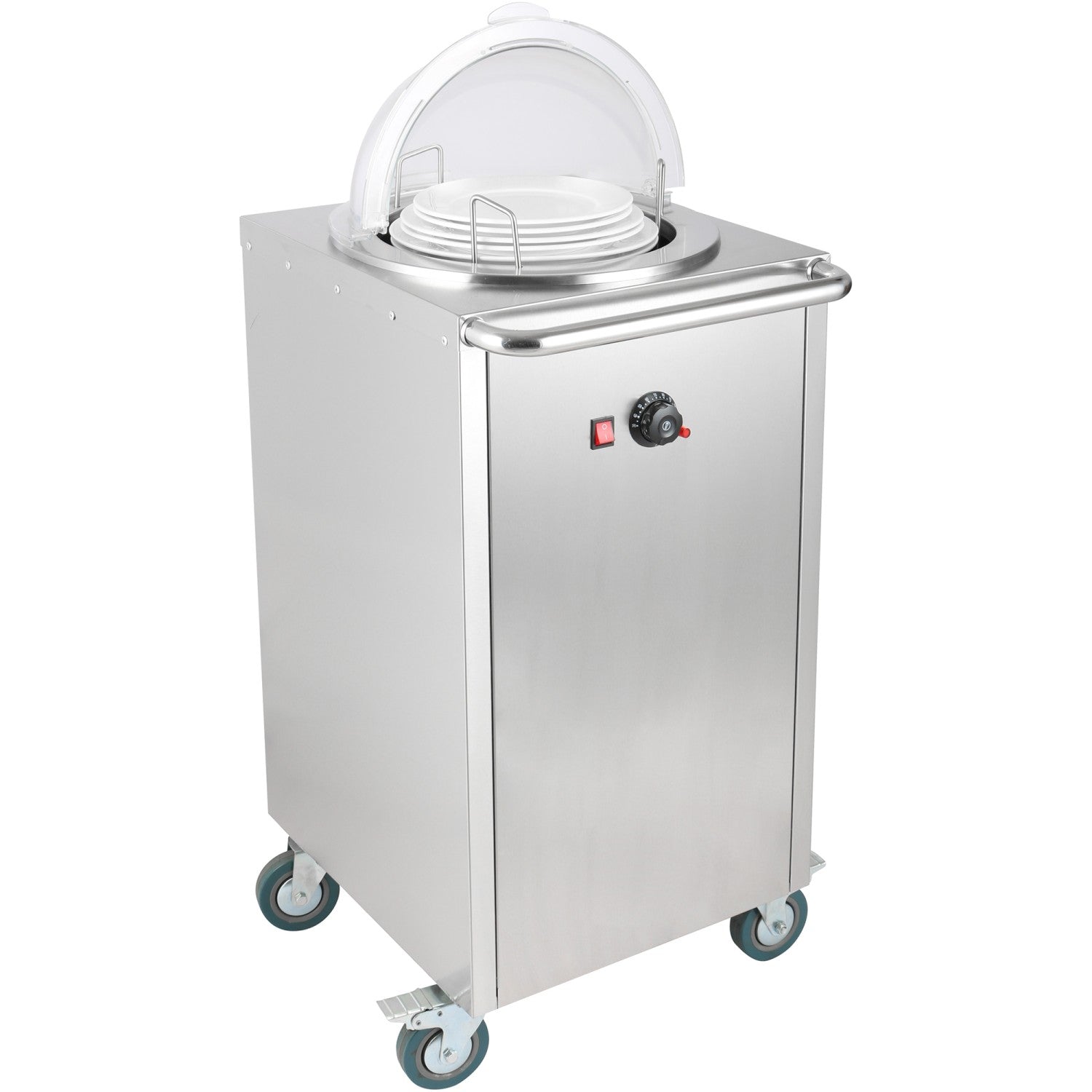 Heated Plate dispenser trolley Stainless steel 12''/300mm 50 plates with Rolltop Cover TDDS1C