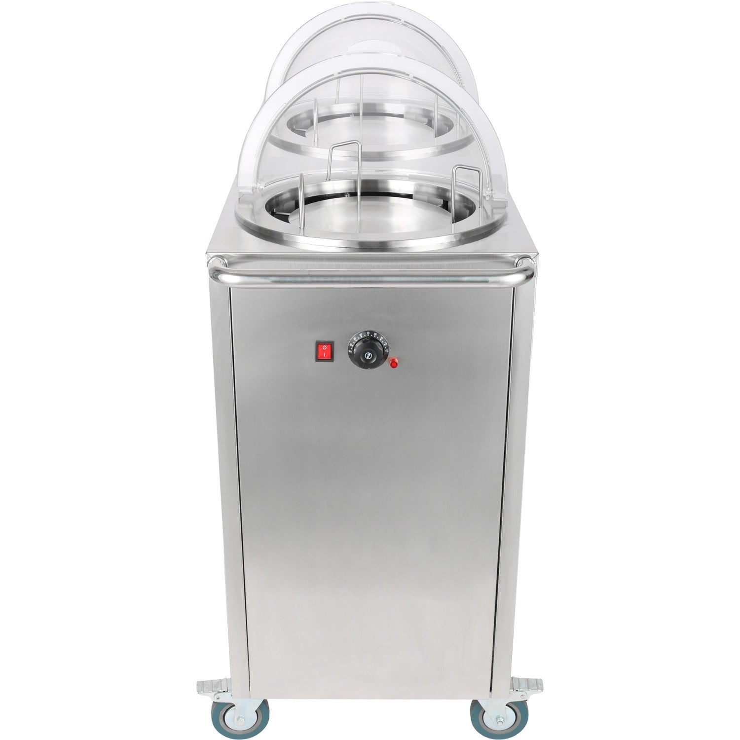 Heated Plate dispenser trolley Stainless steel 12''/300mm 2x50 plates with Rolltop Cover TDDS2C