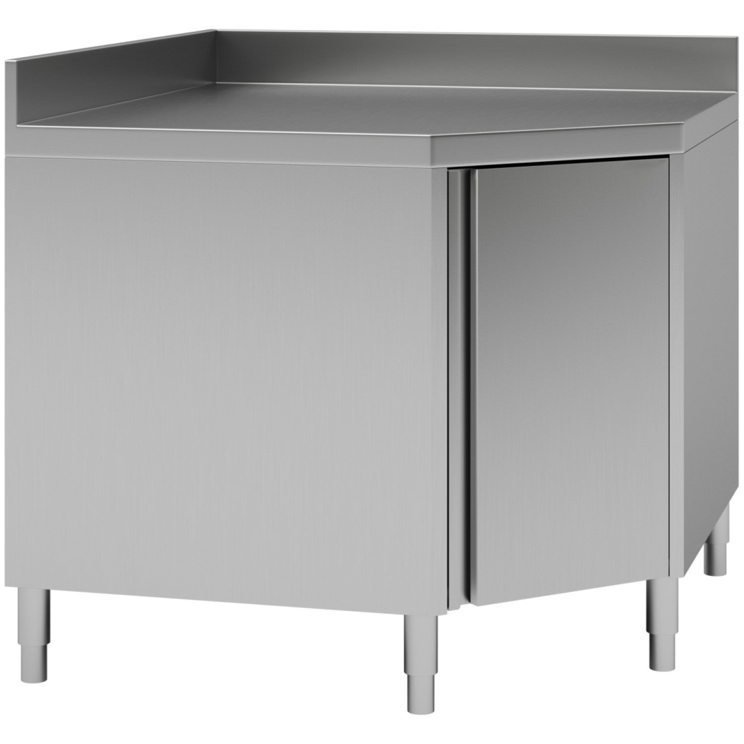 Commercial Worktop Floor Cupboard Corner unit Hinged door Stainless steel Sides 700mm Upstand VTC107CB