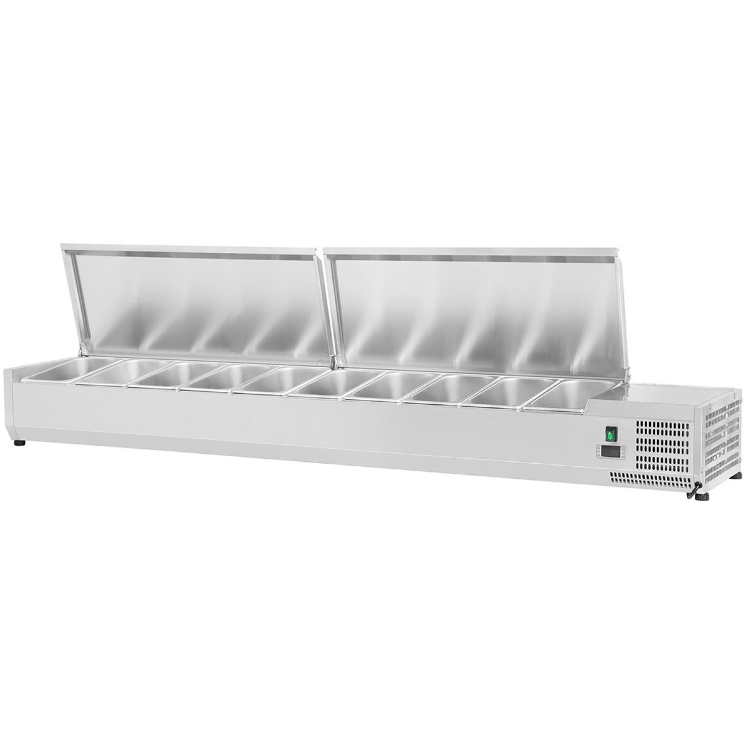 Refrigerated Servery Prep Top 2000mm 9xGN1/3 Depth 380mm Stainless steel lid THVD2000/380