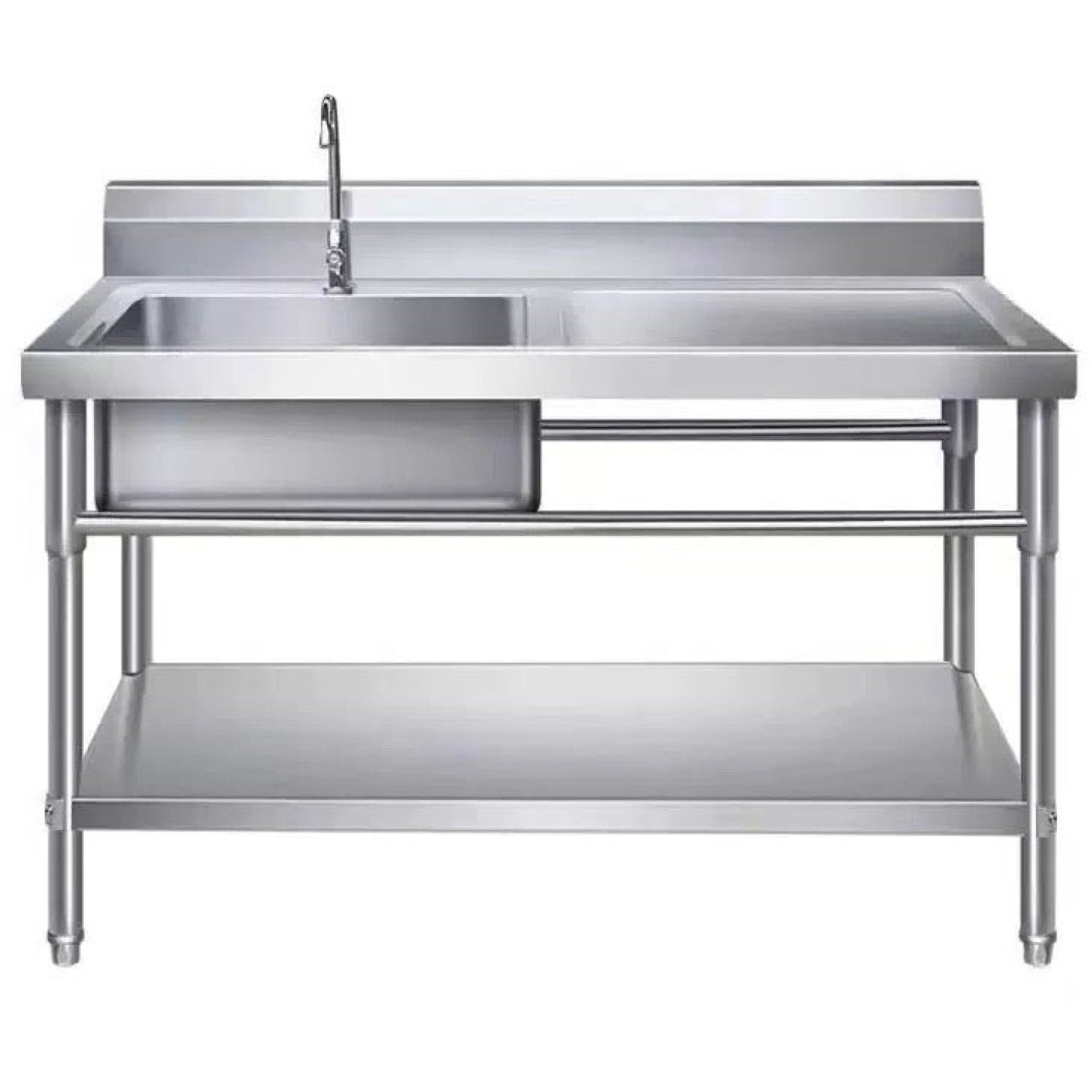 Commercial Sink Stainless steel 1000x600x850mm 1 bowl left Splashback Undershelf WUS100600LEFT