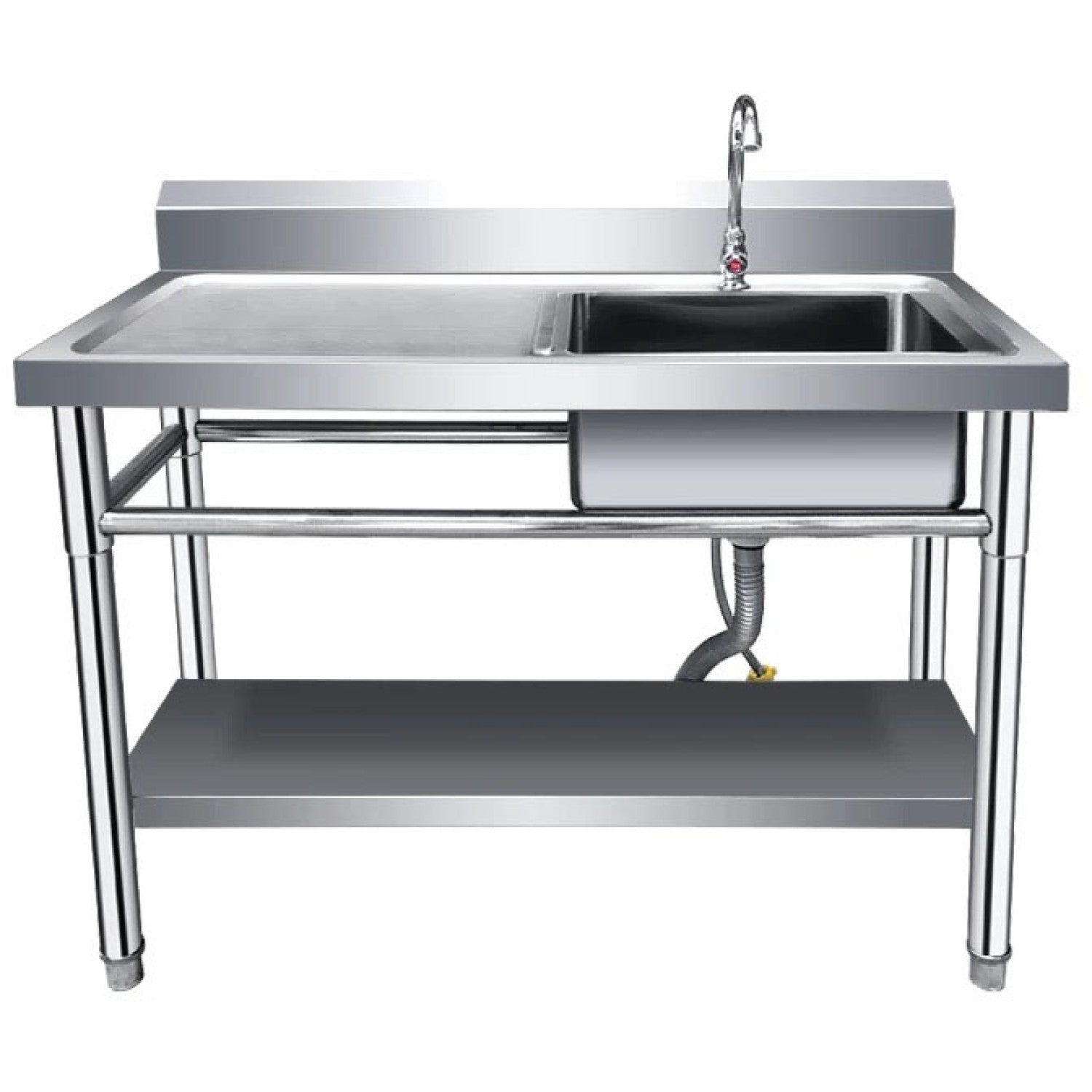 Commercial Sink Stainless steel 1000x600x850mm 1 bowl right Splashback Undershelf WUS100600RIGHT
