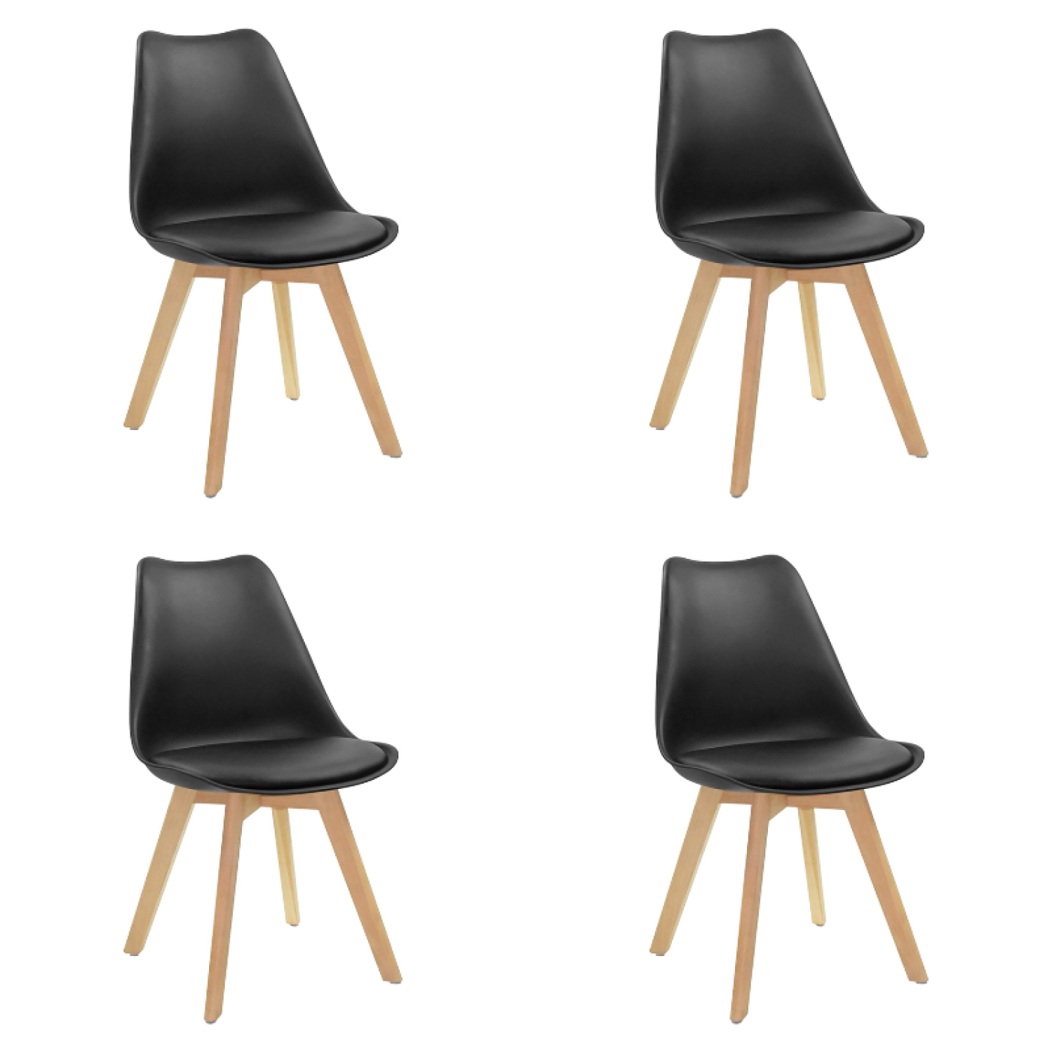 Side Dining Chair Padded seat Black - Set of 4 WW003B
