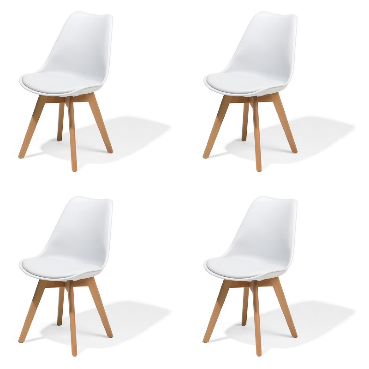 Side Dining Chair Padded seat White - Set of 4 WW003W
