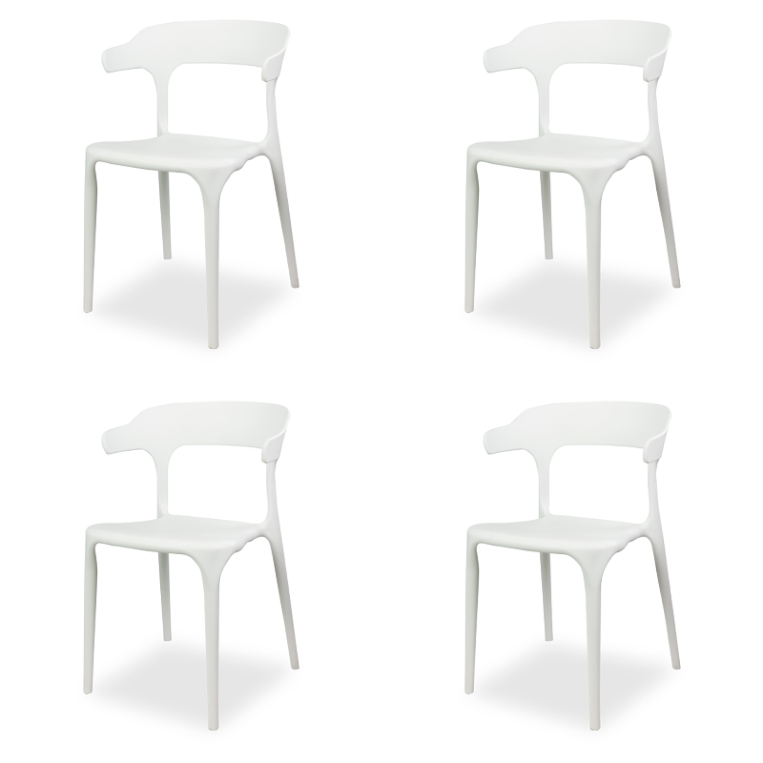 Bistro Dining Chair Plastic White Indoors &amp; Outdoors - Set of 4 WW084WHITE