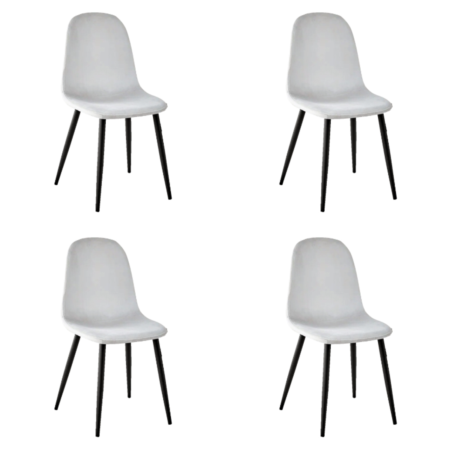 Velvet Dining Chair Light Grey - Set of 4 WW088LIGHTGREY