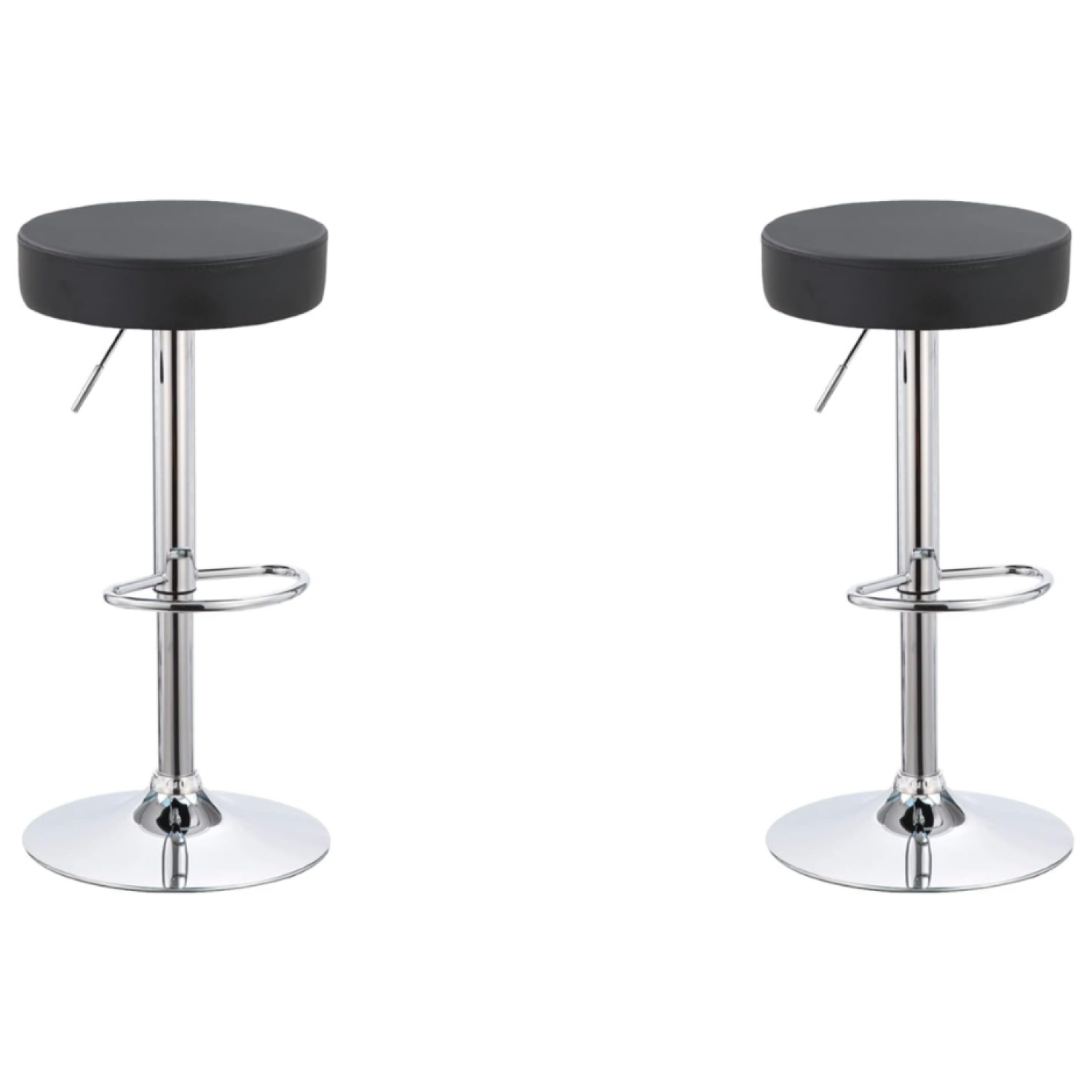 Black Height Adjustable Barstool with Thick Seat - Set of 2 WW120